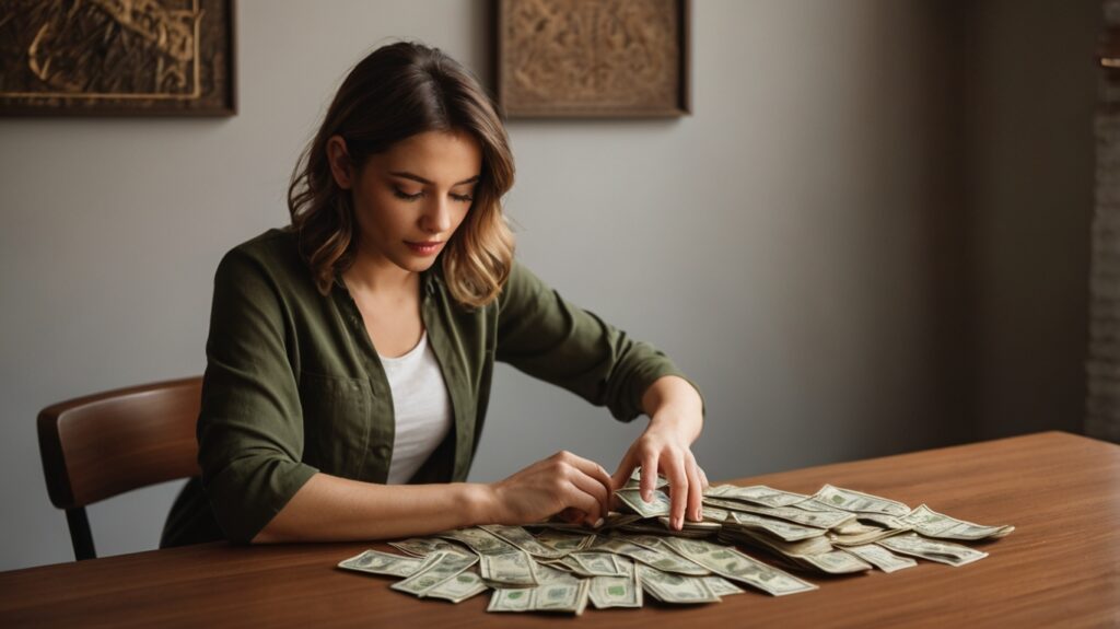 Woman counting money